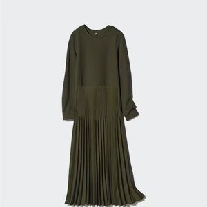 Uniqlo Olive Green Pleated Dress BNWT